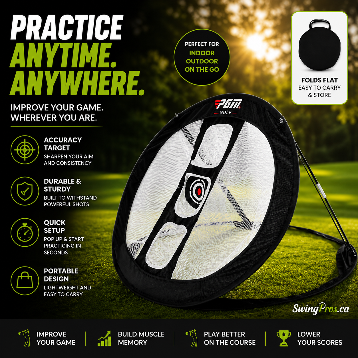 SwingPros Golf Chipping Practice Net – Portable Backyard Chip Net